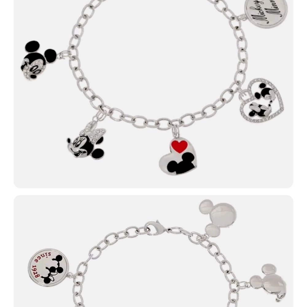 New Disney Mickey's 90th Birthday Mickey and Minnie Charm Bracelet.